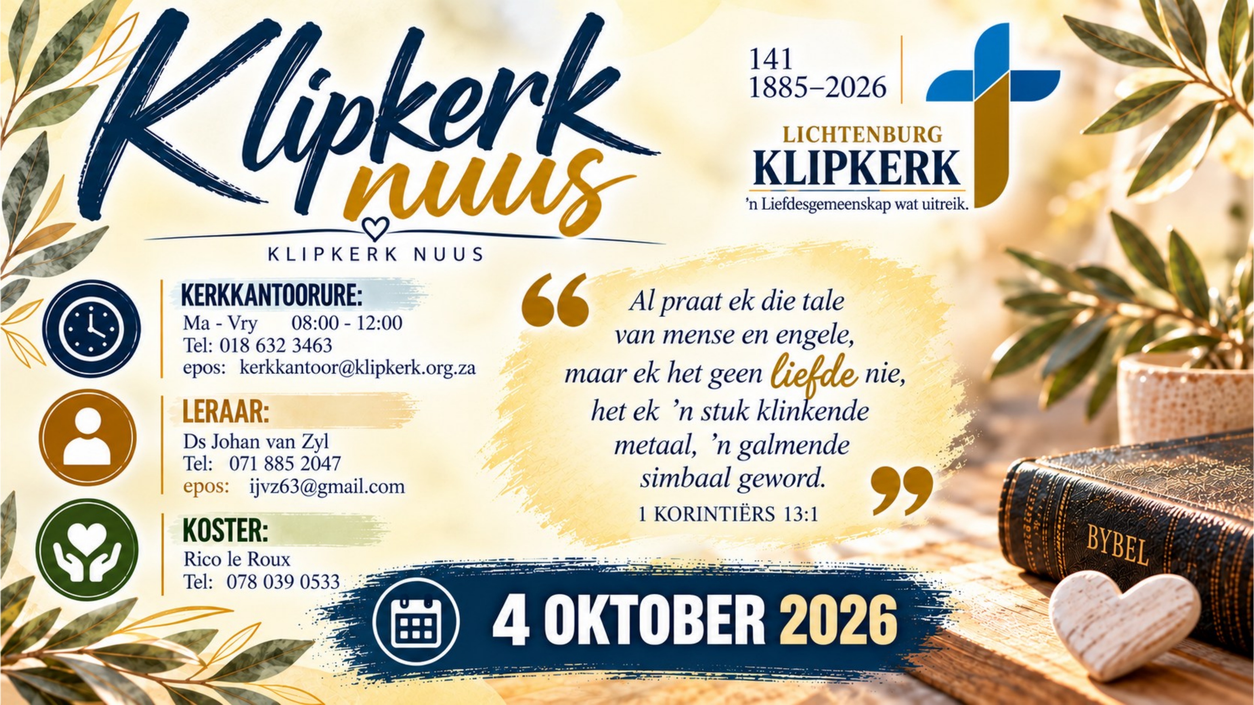 Weeknuus Lichtenburg N G Klipkerk, afkondigings